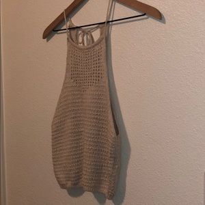 Hollister crochet tan halter crop